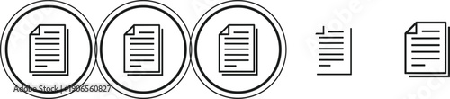 Black and white document icons set with circled and standalone paper symbols representing classification, grouping, and digital file organization