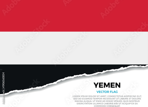 Flag of Europe. Flag of Yemen. Creative Torn Paper Edge Effect on transparent background