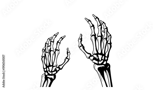 Spooky skeleton hands Halloween horror vector illustration