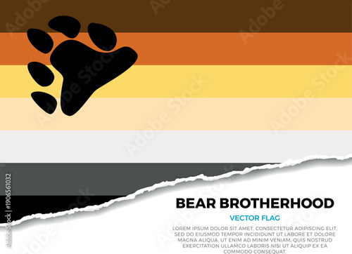 Bear Brotherhood Flag. LGBTQ. Creative Torn Paper Edge Effect on transparent background