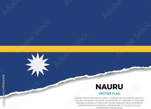 Flag of Nauru. Creative Torn Paper Edge Effect on transparent background
