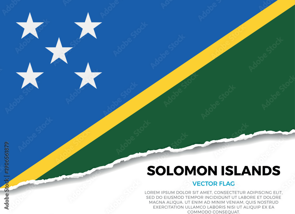 Obraz premium Flag of Solomon Islands. Creative Torn Paper Edge Effect on transparent background