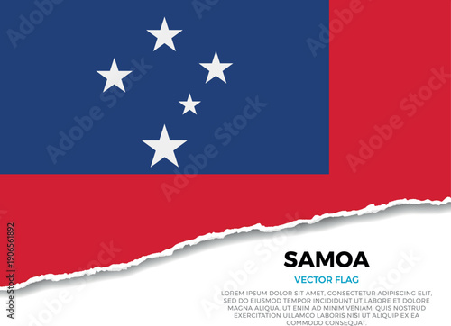 Flag of Samoa. Creative Torn Paper Edge Effect on transparent background