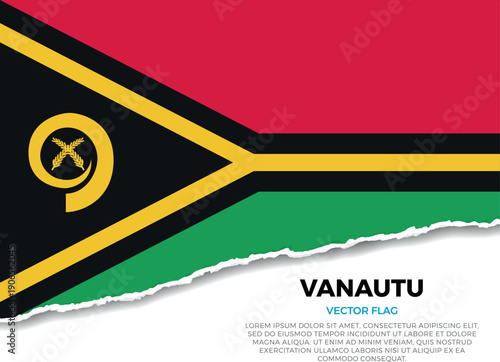 Flag of Vanautu. Creative Torn Paper Edge Effect on transparent background