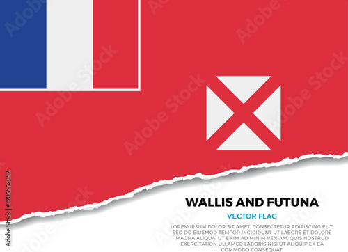 Flag of Wallis And Futuna. Creative Torn Paper Edge Effect on transparent background
