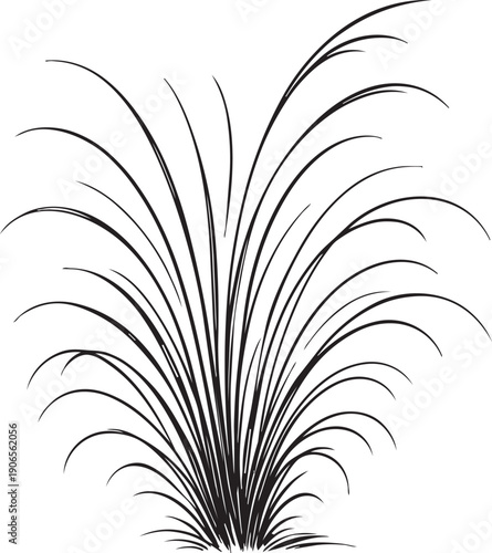 Thick grass clump vector doodle with bold lines for high contrast black and white icons