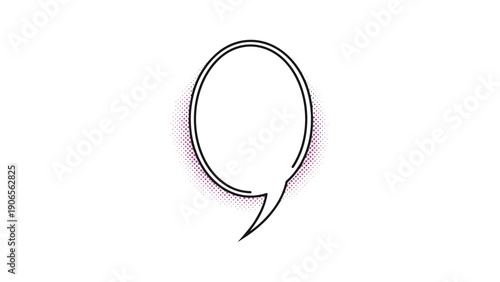 Simple oval speech bubble with a dotted shadow for text or dialogue shown in a minimalist black and white style.