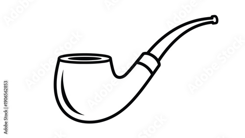 Classic outline of a smoking pipe with a curved stem and bowl shown in a simple black and white line drawing.