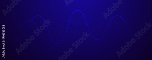Abstract blue overlapping sine waves on dark gradient background