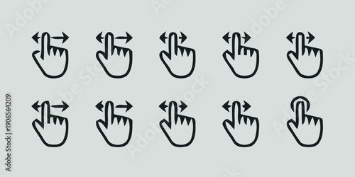 Collection of hand gesture icons for digital interaction and navigation
