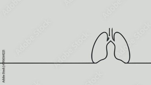 Minimalist line art of human lungs on a clean white background