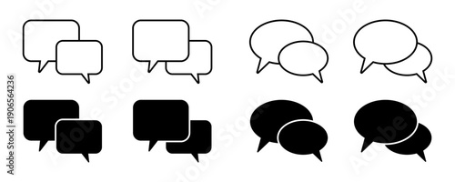 Chat Message Icons and Speech Bubble Set for Social Media, Messaging, Conversation and Communication