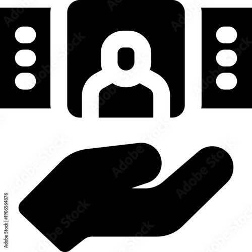 hired glyph icon. Strong and solid vector icon for websites, mobile interfaces, presentations, and visual branding. High quality and easy to edit.