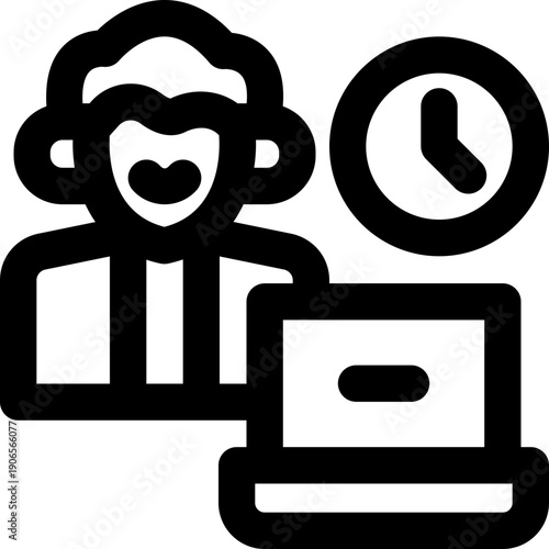 full time job line icon. Clean and minimalist vector icon for websites, mobile apps, presentations, and logos. Fully scalable and customizable for any project.