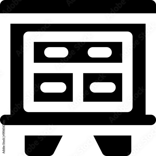 drawer glyph icon. Strong and solid vector icon for websites, mobile interfaces, presentations, and visual branding. High quality and easy to edit.