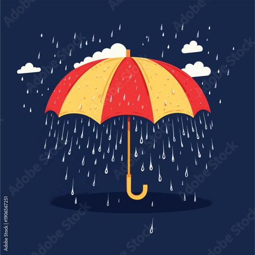 clouds and strom , Rainy Days, umbrella, vector design , vector style simple color