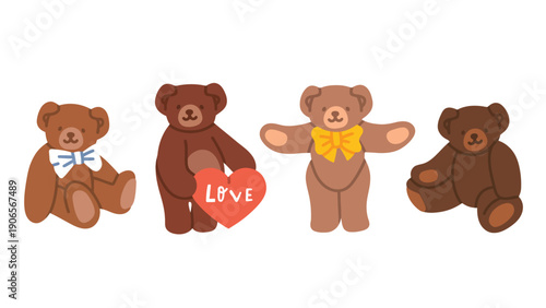 A cute teddy bear illustration with a heart and love theme