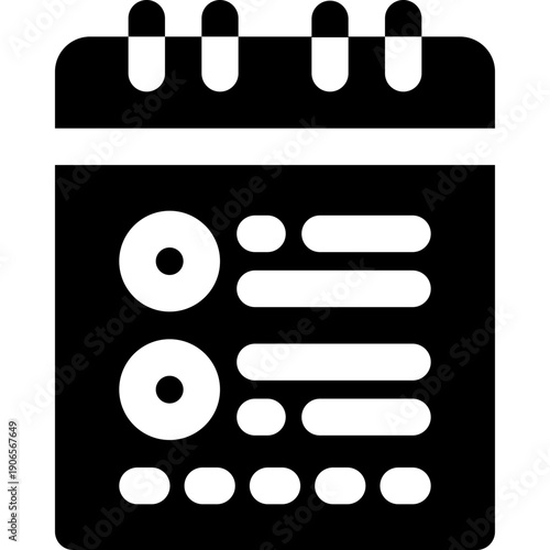 list glyph icon. Strong and solid vector icon for websites, mobile interfaces, presentations, and visual branding. High quality and easy to edit.