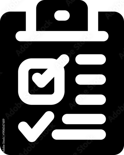 checklist glyph icon. Strong and solid vector icon for websites, mobile interfaces, presentations, and visual branding. High quality and easy to edit.