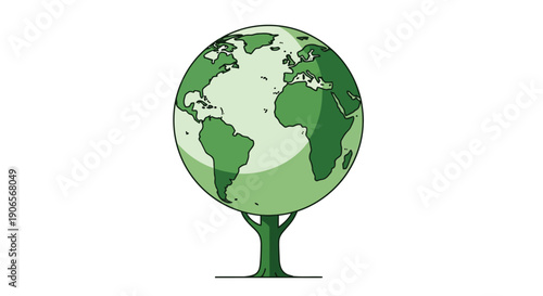 A 3d eco concept of a green planet earth globe with a growing tree representing world nature and global environmental ecology