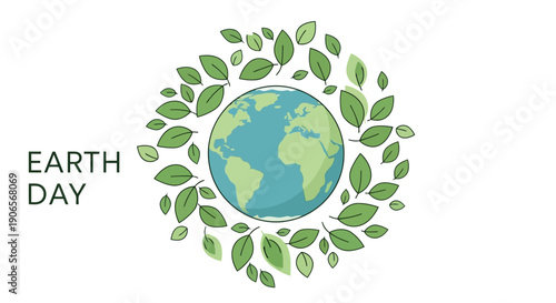 A green eco planet earth globe covered in lush leaves and trees symbolizes a global nature conservation concept through a creative vector illustration of environmental ecology
