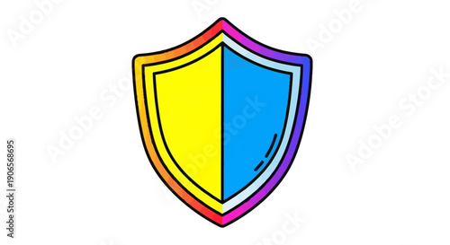 Colorful shield icon with yellow, blue, and rainbow outline on white background Free Download Colorful shield icon with yellow, blue, and rainbow outline on white background - GFXLoad