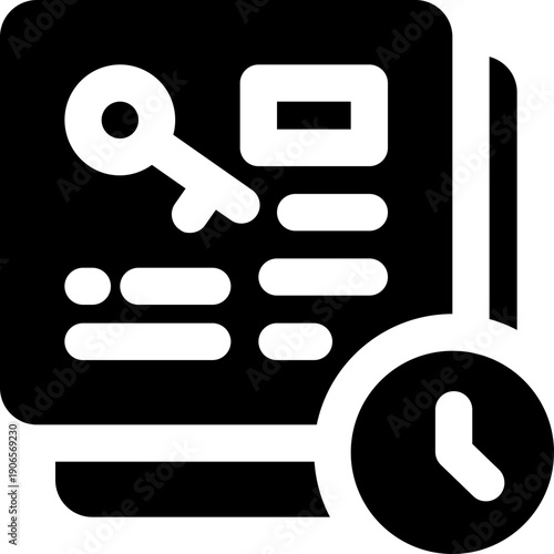access time glyph icon. Strong and solid vector icon for websites, mobile interfaces, presentations, and visual branding. High quality and easy to edit.