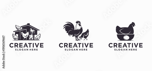 Chicken Farm Logo, Agriculture and Poultry Farming Symbol Design
