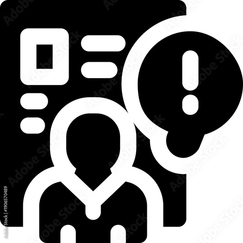 complaint glyph icon. Strong and solid vector icon for websites, mobile interfaces, presentations, and visual branding. High quality and easy to edit.