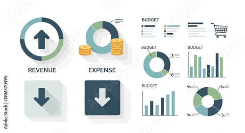 Financial Analysis Infographic Elements Featuring Charts and Graphs for Business Data Visualization