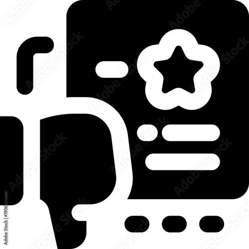 negative review glyph icon. Strong and solid vector icon for websites, mobile interfaces, presentations, and visual branding. High quality and easy to edit.