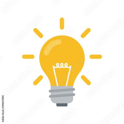 Large glowing yellow lightbulb illustration representing a bright idea and creative inspiration.