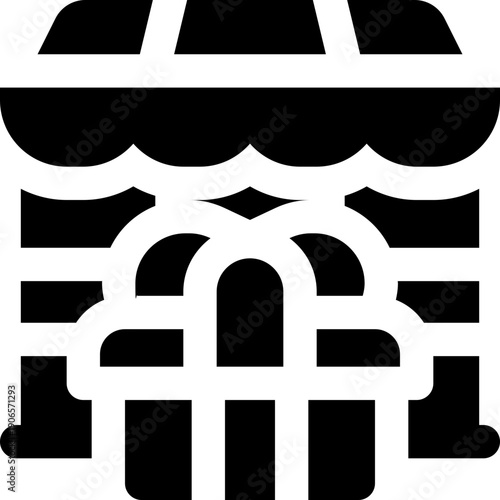 gift shop glyph icon. Strong and solid vector icon for websites, mobile interfaces, presentations, and visual branding. High quality and easy to edit.