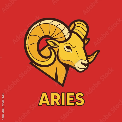Aries Zodiac Sign Illustration with Ram.