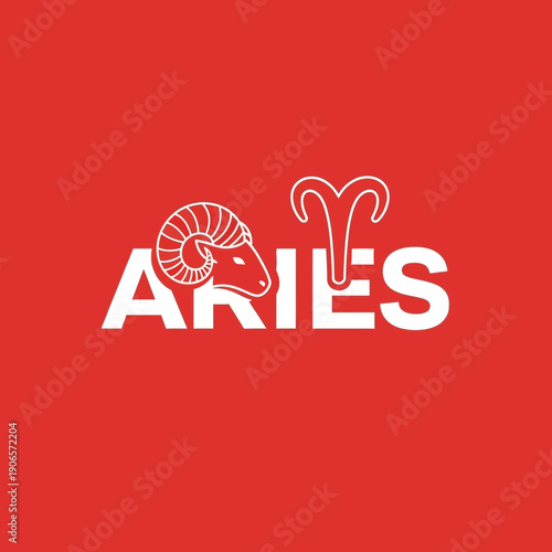 Aries Zodiac Sign Logo Design Element.