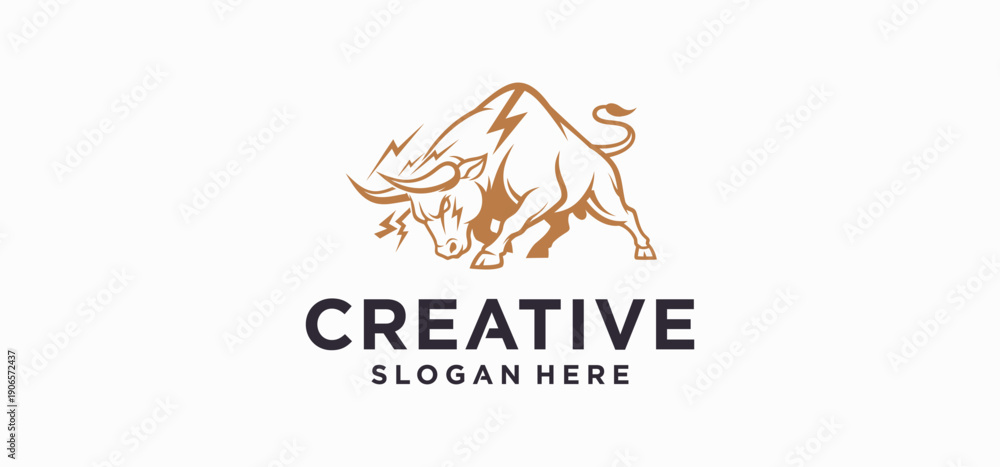 Obraz premium Bull Logo, Symbol of Strength with a Solid Bull Concept.