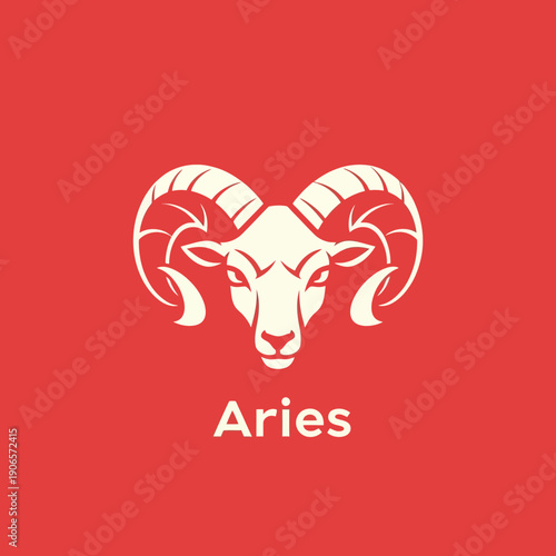 Aries Zodiac Sign Illustration with Ram Head.