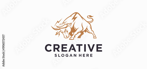 Bull Logo, Symbol of Strength with a Solid Bull Concept.