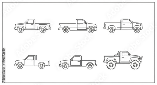Collection of six different pickup truck outlines.