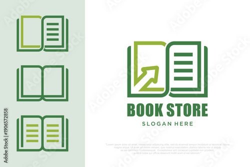 Library Book Logo with Feather Icon . vector illustration