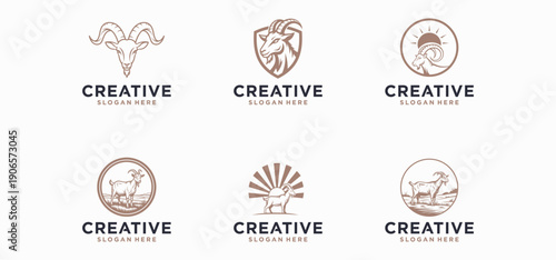 Goat Farm Logo, Modern Goat Farm Agriculture Symbol Logo