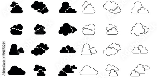 Cloud computing icon. Line, glyph and filled outline colorful version, abstract cloud outline and filled vector sign. Cloud icon. Vector illustration.