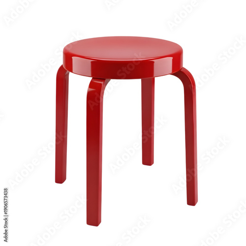 Bright red stool with four legs