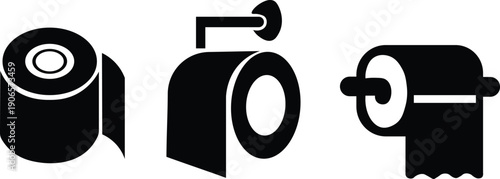 Bathroom tissue roll vector icons collection for toilet bathroom and hygiene design