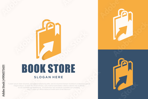 Book Store Logo with Book Bag Icon . vector illustration