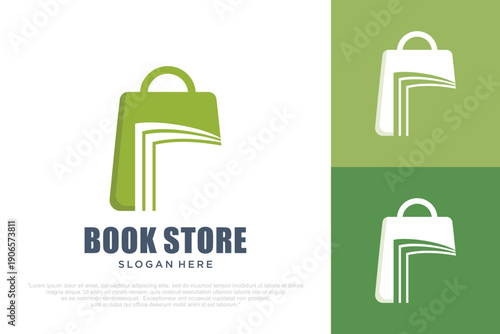 Book Store Logo with Book Bag Icon . vector illustration