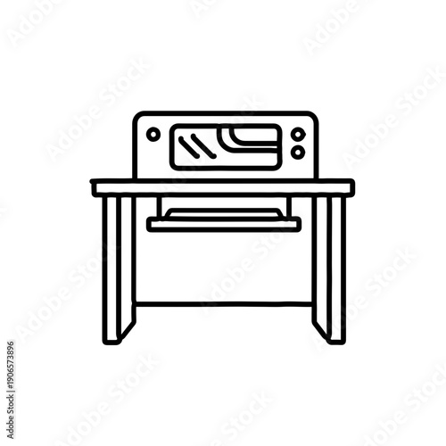 Computer Table Icon – Home Office Desk Outline