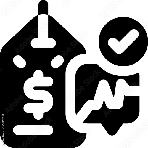 price tracker glyph icon. Strong and solid vector icon for websites, mobile interfaces, presentations, and visual branding. High quality and easy to edit.