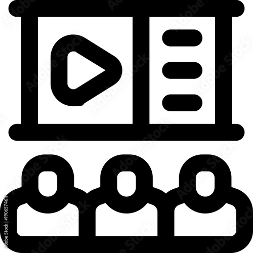 video presentation line icon. Clean and minimalist vector icon for websites, mobile apps, presentations, and logos. Fully scalable and customizable for any project.