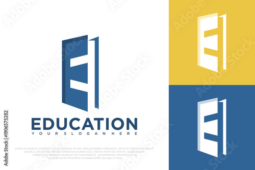 Education book Letter E Logo Design .vector illustration